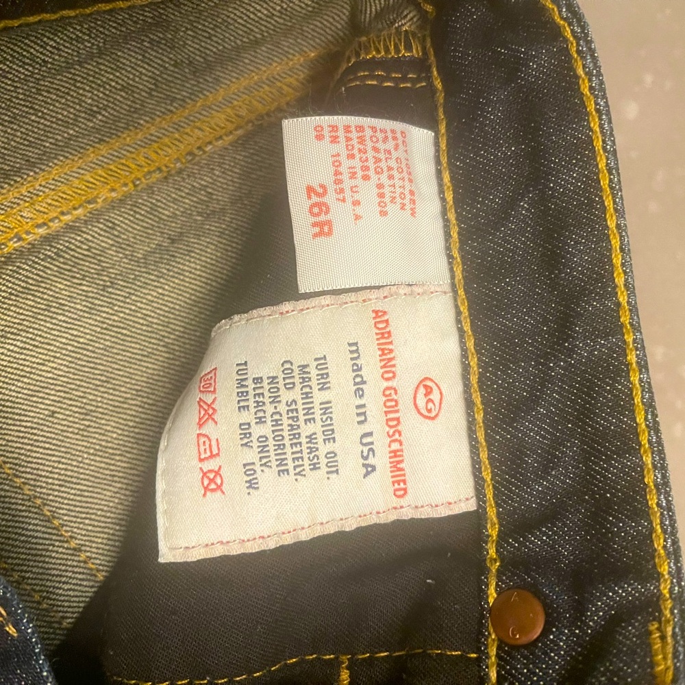 AG Adriano Goldschmied Italian designer jeans , slight flare blue jeans size 26R